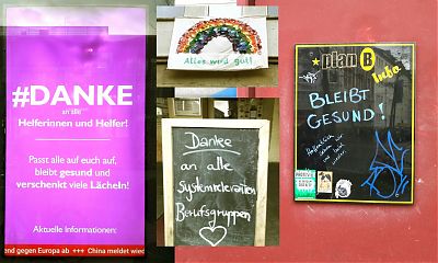 Viele Kneipen und Veranstaltungsorte in Münster richten sich mit Botschaften an ihr ausgesperrtes Publikum. (Fotos: Ralf Clausen)